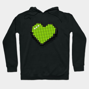 Retro Pixel Heart - Neon Green 3D [Rx-Tp] Hoodie